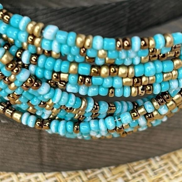 Set of two seed bead, braided bracelets - Picture 2 of 5